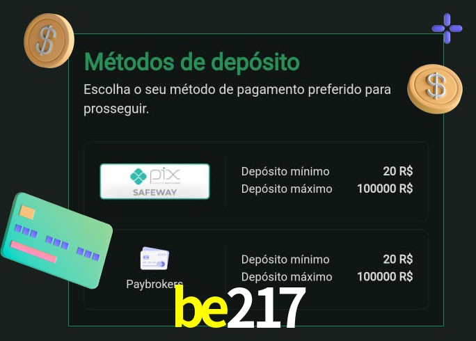 O cassino be217 oferece uma grande variedade de métodos de pagamento